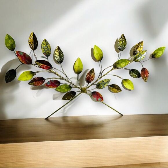 Traditional Metal Leaves Earth tone Wall Decor